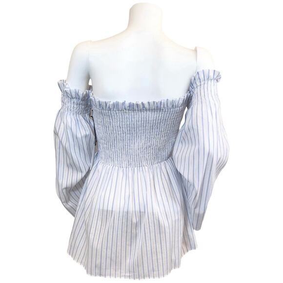 #T159 ASTR The Label REVOLVE Shelby Bell Sleeve Stripe Smocked Top $64 - Picture 9 of 15